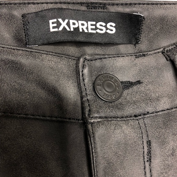 Express Dark Grey Stone Wash Faux Leather Pants 2 - Picture 2 of 4
